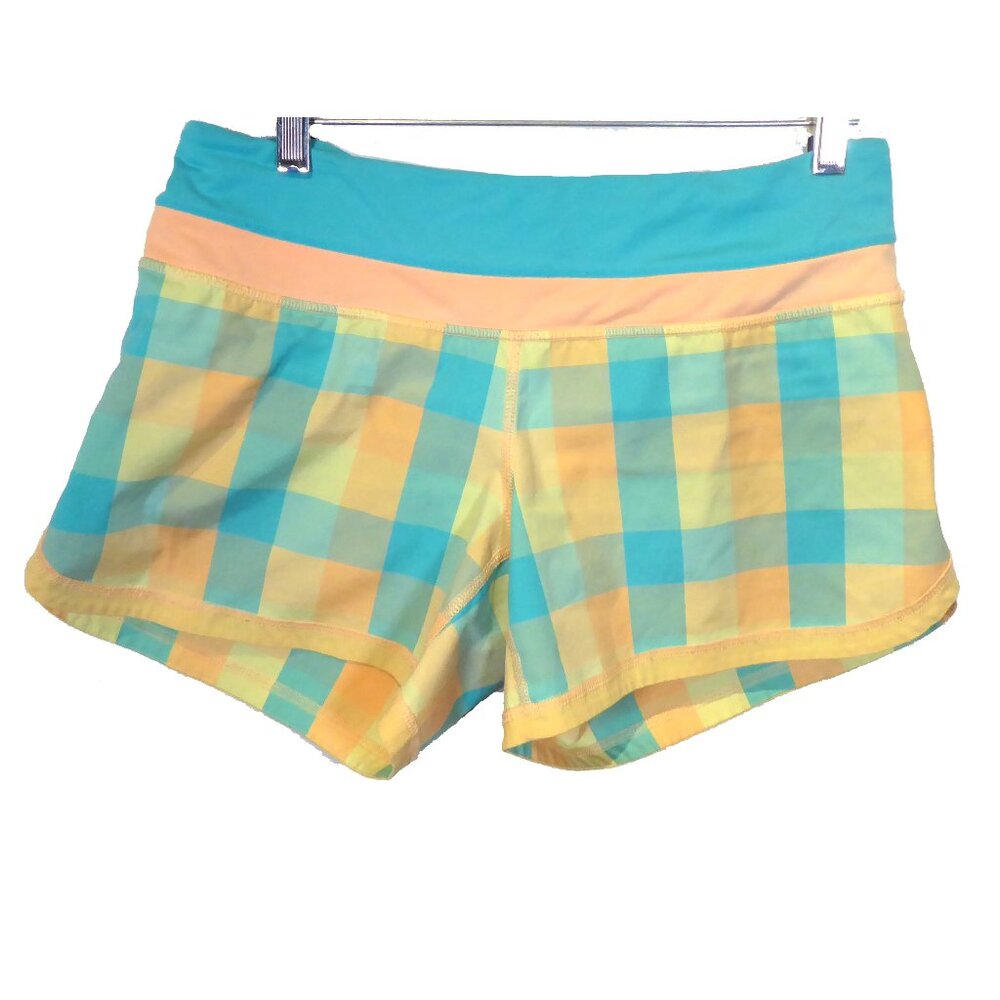 Lululemon plaid speed shorts with drawstring waist Size 6